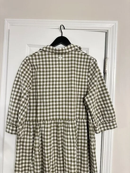 BARBOUR Adele Midi Shirt Dress in Dusky Gingham Green Size US 10 - Picture 7 of 12